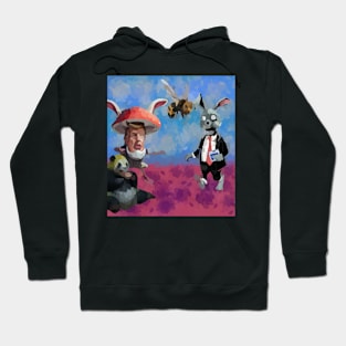 watercolor zombie rabbit wildlife with mushroom Hoodie